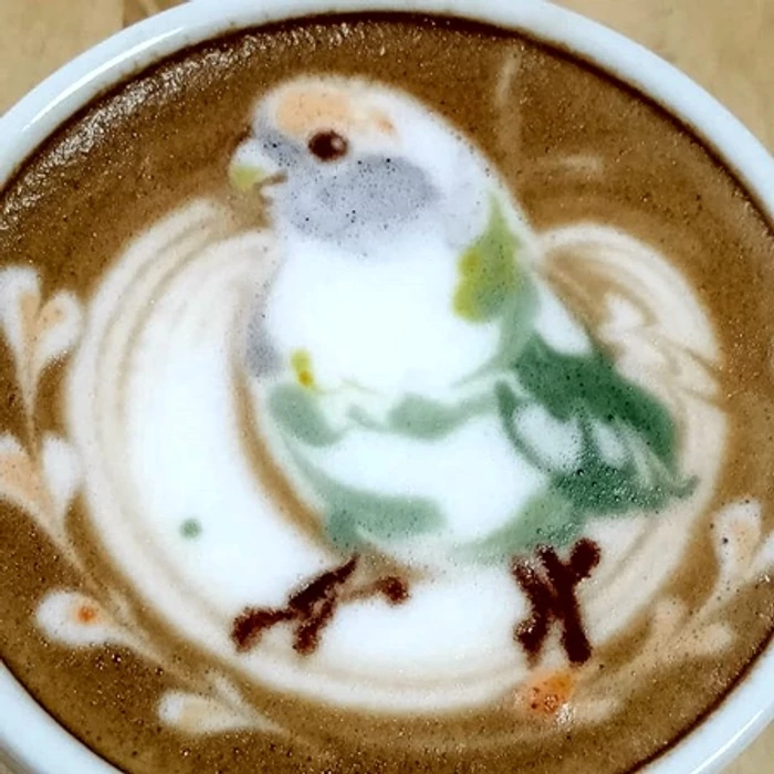 Latte art madárkákkal