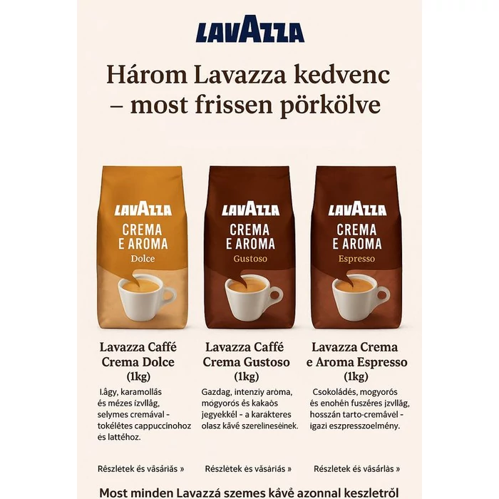LAVAZZA Dolce, Gustoso és Crema e Aroma Espresso