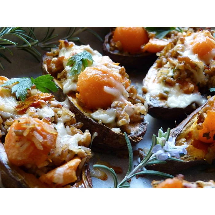 Édesburgonyás húsos finom falatok ebédre